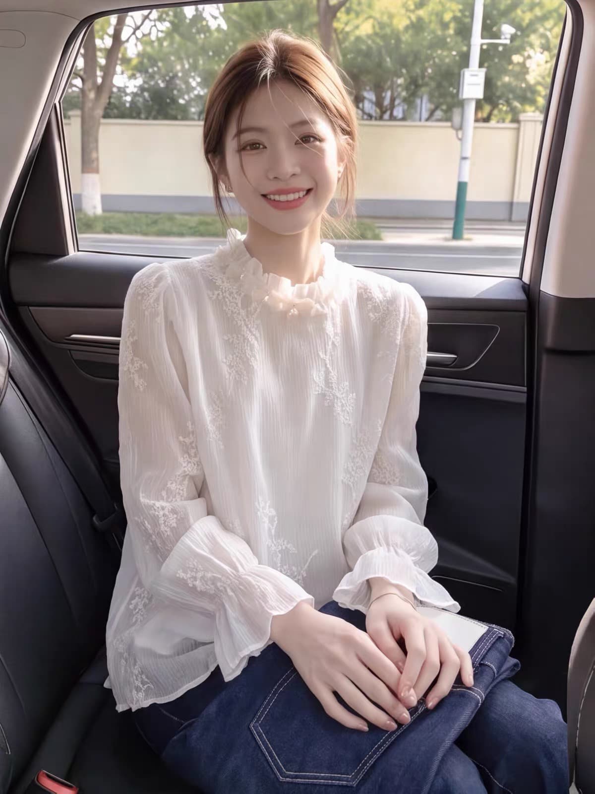2026 가을 부드러운 바람 자수 여성 셔츠 프릴 비즈 박기 거품 소매 요정 가스 루즈핏 긴팔 작은 셔츠 맨위 이미지 2