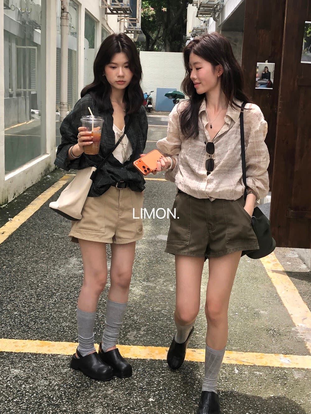 가을 켜기 새로운 레몬 녹차 반드시 입력 산소 센스 셔츠 질감 센스 체크무늬 긴팔 자외선 차단 셔츠 이미지 3