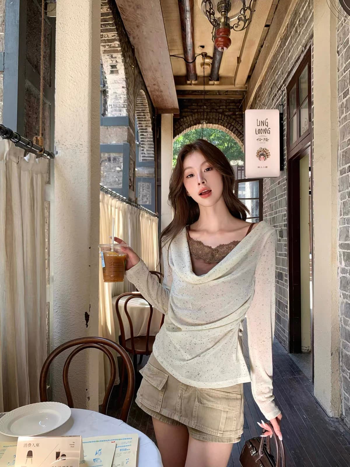 광저우 열세 개 가을 켜기 새로운 한 부서 품격 작은 여자 홀치기 염색 배색 페이크 레이어드 작은 셔츠 상세 이미지 5