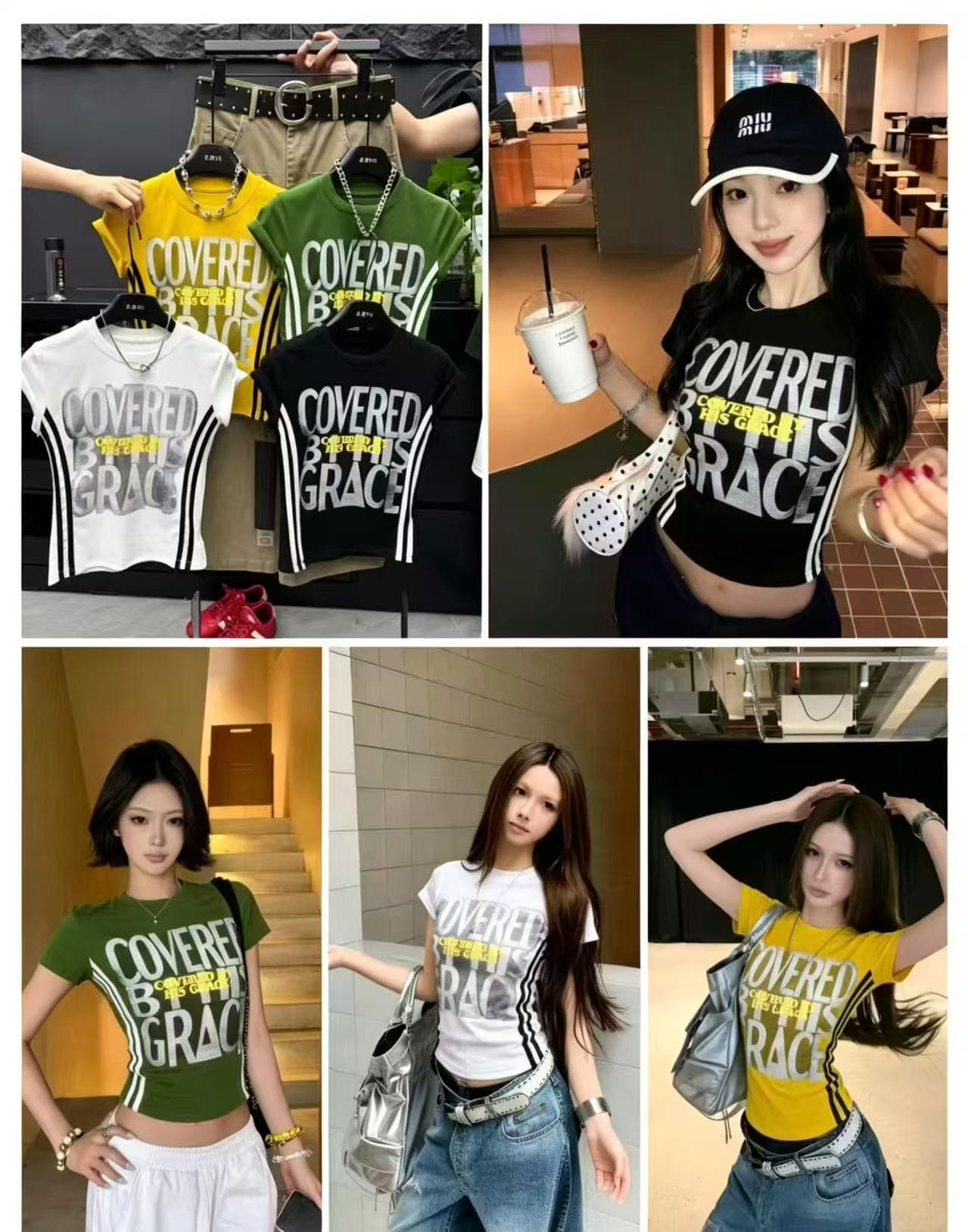 차가운 핫걸 당겨서 측면 알파벳 프린트 2026 봄 아모이 ins 트렌디 패션 록 다크 펑크 한일 ootd 짧은 t 상세 이미지 1