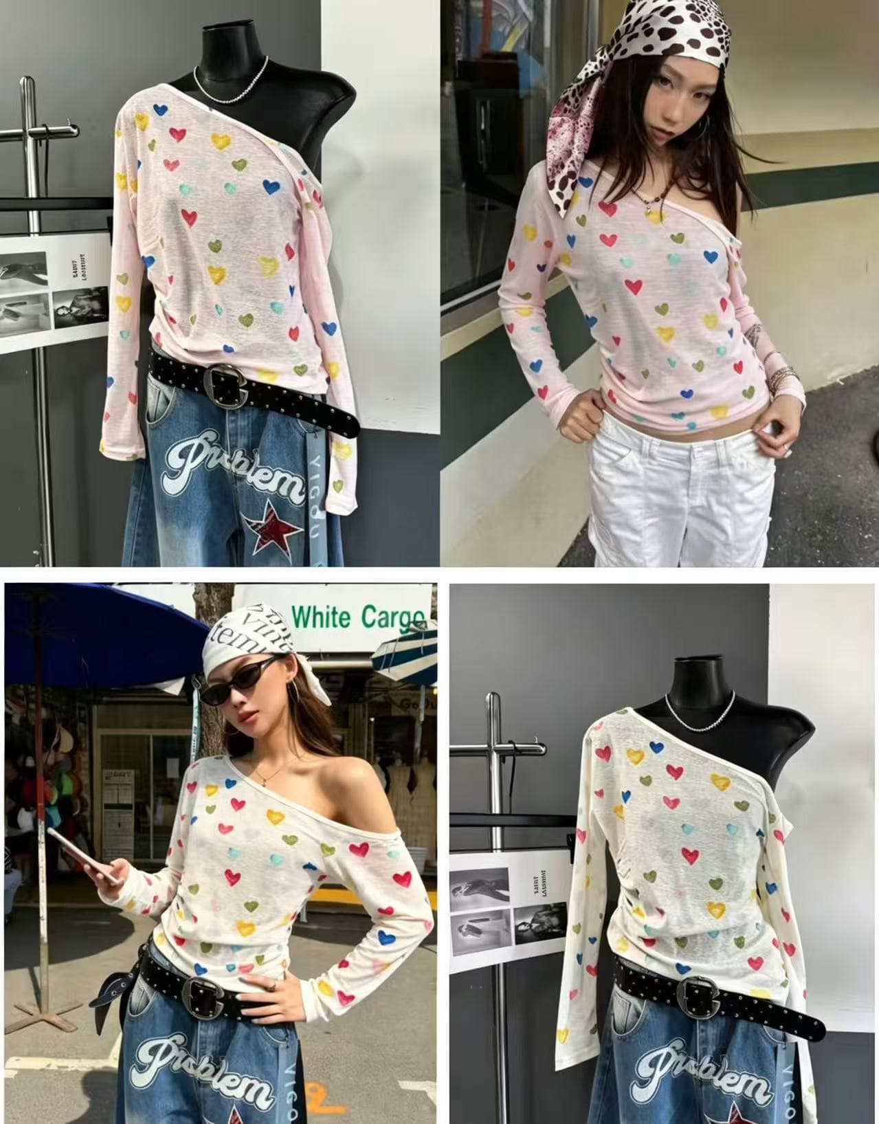 달콤한 핫걸 색상 하트 긴팔 자외선 차단 의류 t2026 봄 아모이 ins 트렌디 한일 귀여운 ootd 연령 감소 소녀 상세 이미지 1