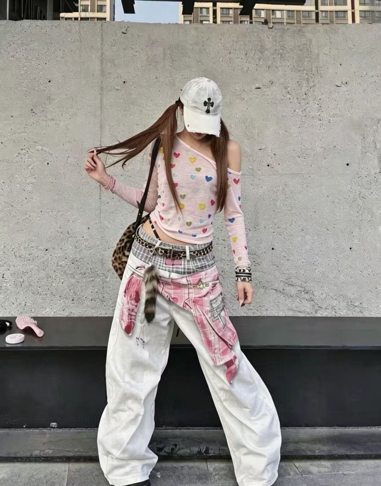 달콤한 핫걸 색상 하트 긴팔 자외선 차단 의류 t2026 봄 아모이 ins 트렌디 한일 귀여운 ootd 연령 감소 소녀 상세 이미지 5