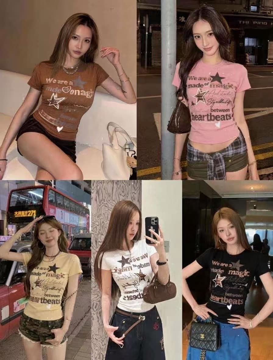 차가운 핫걸 눈꽃 면 어깨 패드 2026 아모이 ins 트렌디 패션 개성 짧은 t 소녀 연령 감소 학생 소녀 한일 td 상세 이미지 2