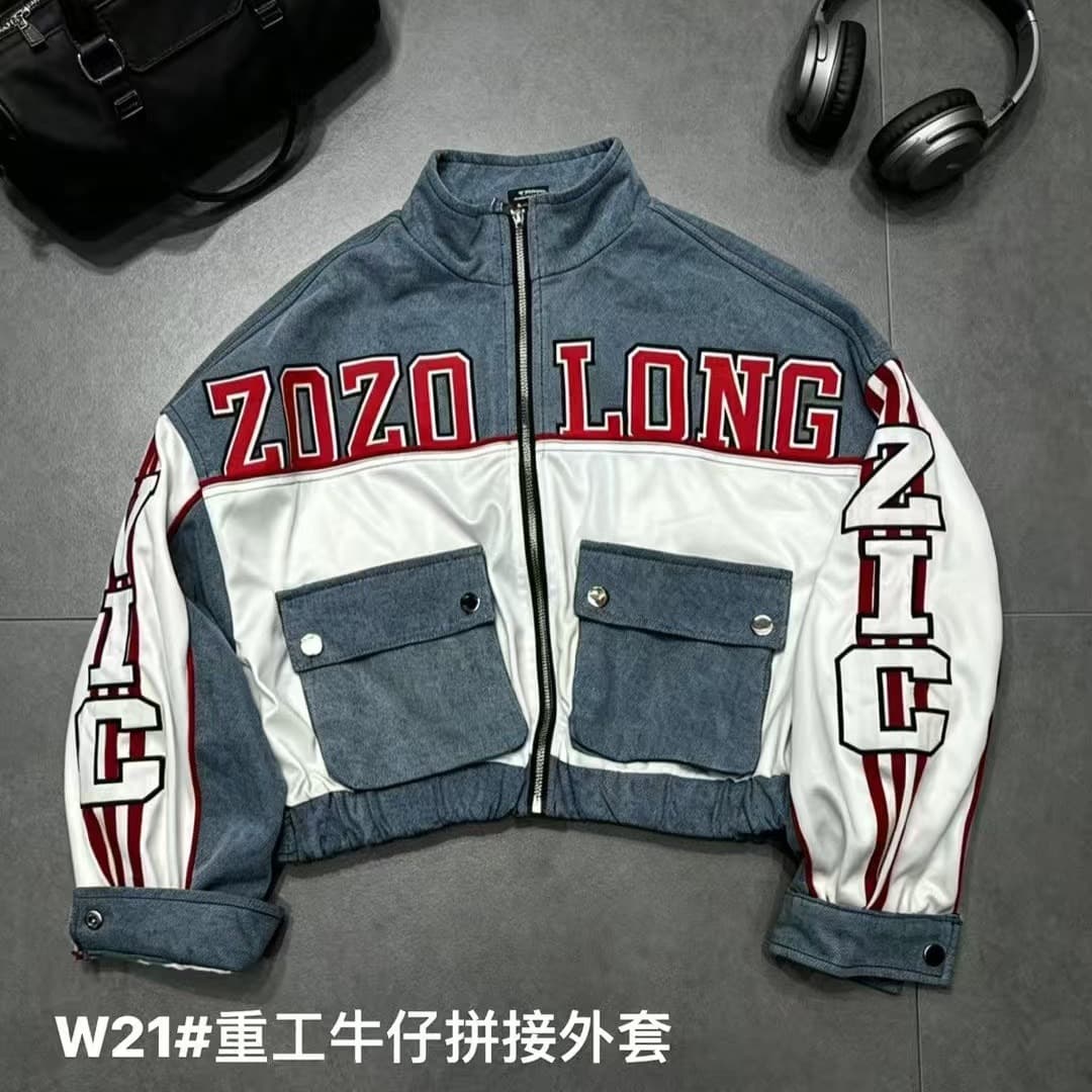 차가운 핫걸 색상 데님 싸움 pu 가죽 재킷 알파벳 쇼트 스타일 재킷 2026 가을 겨울 새로운 ins 트렌디 패션 무거운 작업 아메리칸 j 이미지 5