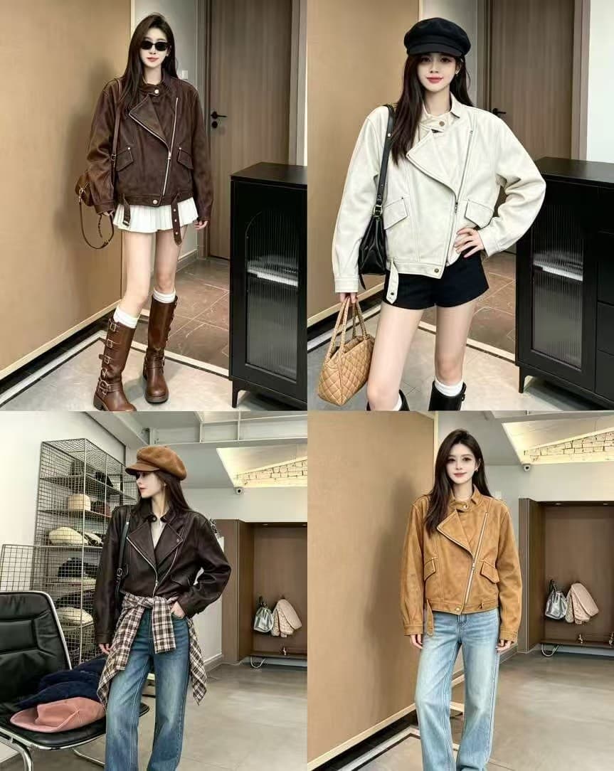 차가운 핫걸 비스듬한 지퍼 사슴 가죽 재킷 2026 가을 겨울 새로운 ins 트렌디 한일 ootd 패션 다용도 출퇴근 천년기 f 상세 이미지 3