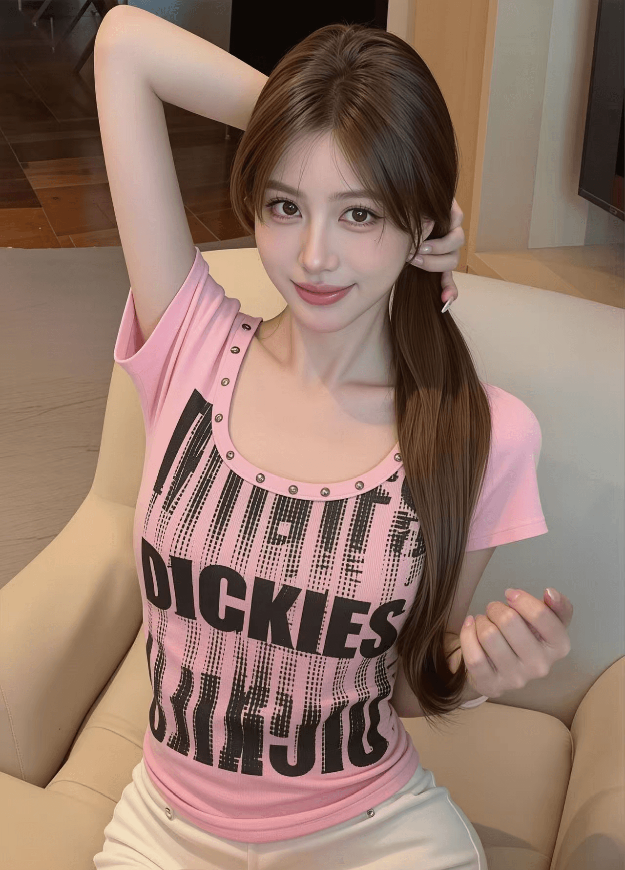 9 차가운 핫걸 아메리칸 레트로 디자인 징 몸매 가꾸기 한일 ootd2026 아모이 ins 트렌디 금속 다크 t 이미지 4