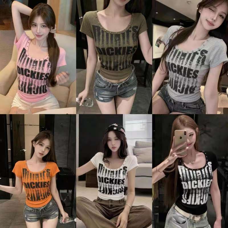 9 차가운 핫걸 아메리칸 레트로 디자인 징 몸매 가꾸기 한일 ootd2026 아모이 ins 트렌디 금속 다크 t 상세 이미지 4