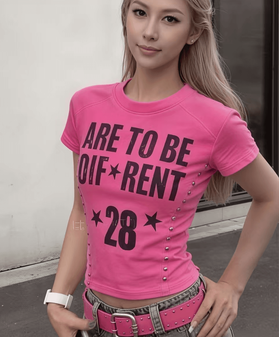 차가운 핫걸 징 알파벳 워시 물 데님 순면 2026 아모이 ins 트렌디 펑크 한일 ootd 다크 록 t 상세 이미지 5