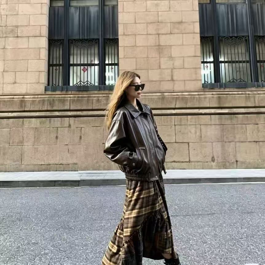 차가운 핫걸 PU 가죽 외투 오토바이 여성 2026 가을 겨울 새로운 한일 ootd 패션 in 트렌디 펑크 다크 록 이미지 5