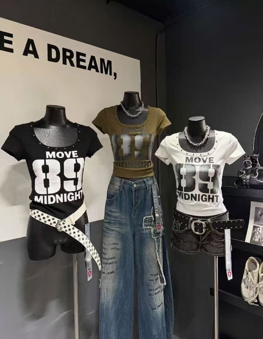 차가운 핫걸 대 u 칼라 징 금속 펑크 다크 록 2026 아모이 ins 트렌디 한일 ootd 쇼트 스타일 티셔츠 k 이미지 2