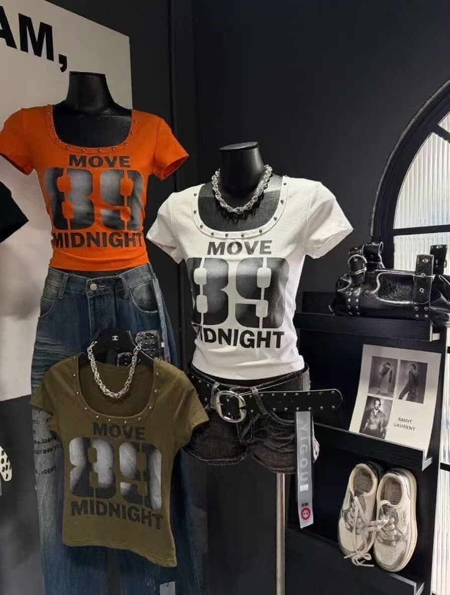 차가운 핫걸 대 u 칼라 징 금속 펑크 다크 록 2026 아모이 ins 트렌디 한일 ootd 쇼트 스타일 티셔츠 k 이미지 3