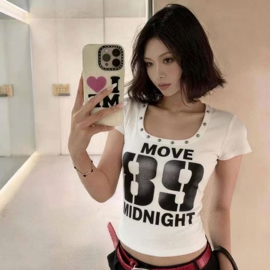 차가운 핫걸 대 u 칼라 징 금속 펑크 다크 록 2026 아모이 ins 트렌디 한일 ootd 쇼트 스타일 티셔츠 k 이미지 5