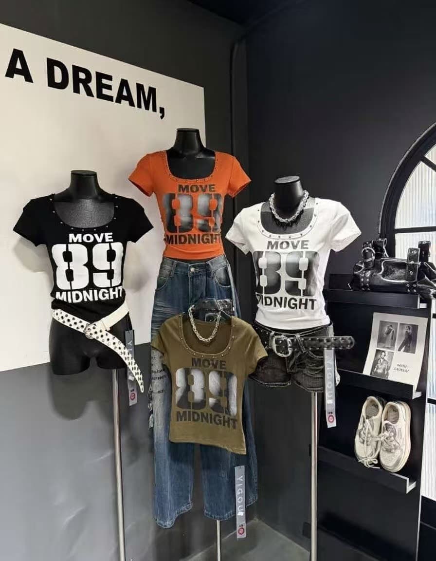 차가운 핫걸 대 u 칼라 징 금속 펑크 다크 록 2026 아모이 ins 트렌디 한일 ootd 쇼트 스타일 티셔츠 k 상세 이미지 2