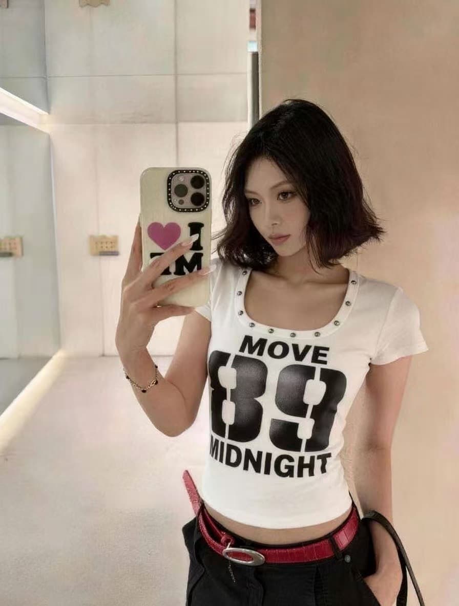 차가운 핫걸 대 u 칼라 징 금속 펑크 다크 록 2026 아모이 ins 트렌디 한일 ootd 쇼트 스타일 티셔츠 k 상세 이미지 5