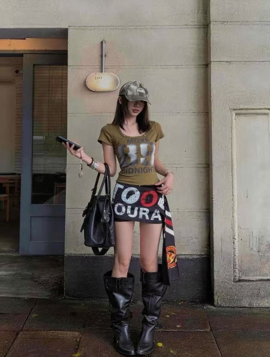 차가운 핫걸 대 u 칼라 징 금속 펑크 다크 록 2026 아모이 ins 트렌디 한일 ootd 쇼트 스타일 티셔츠 k 상세 이미지 6