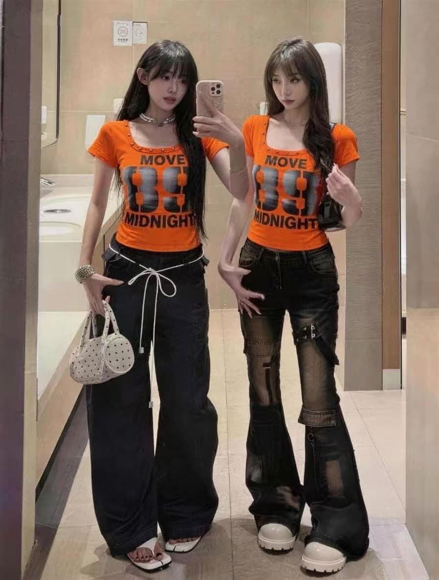 차가운 핫걸 대 u 칼라 징 금속 펑크 다크 록 2026 아모이 ins 트렌디 한일 ootd 쇼트 스타일 티셔츠 k 상세 이미지 7