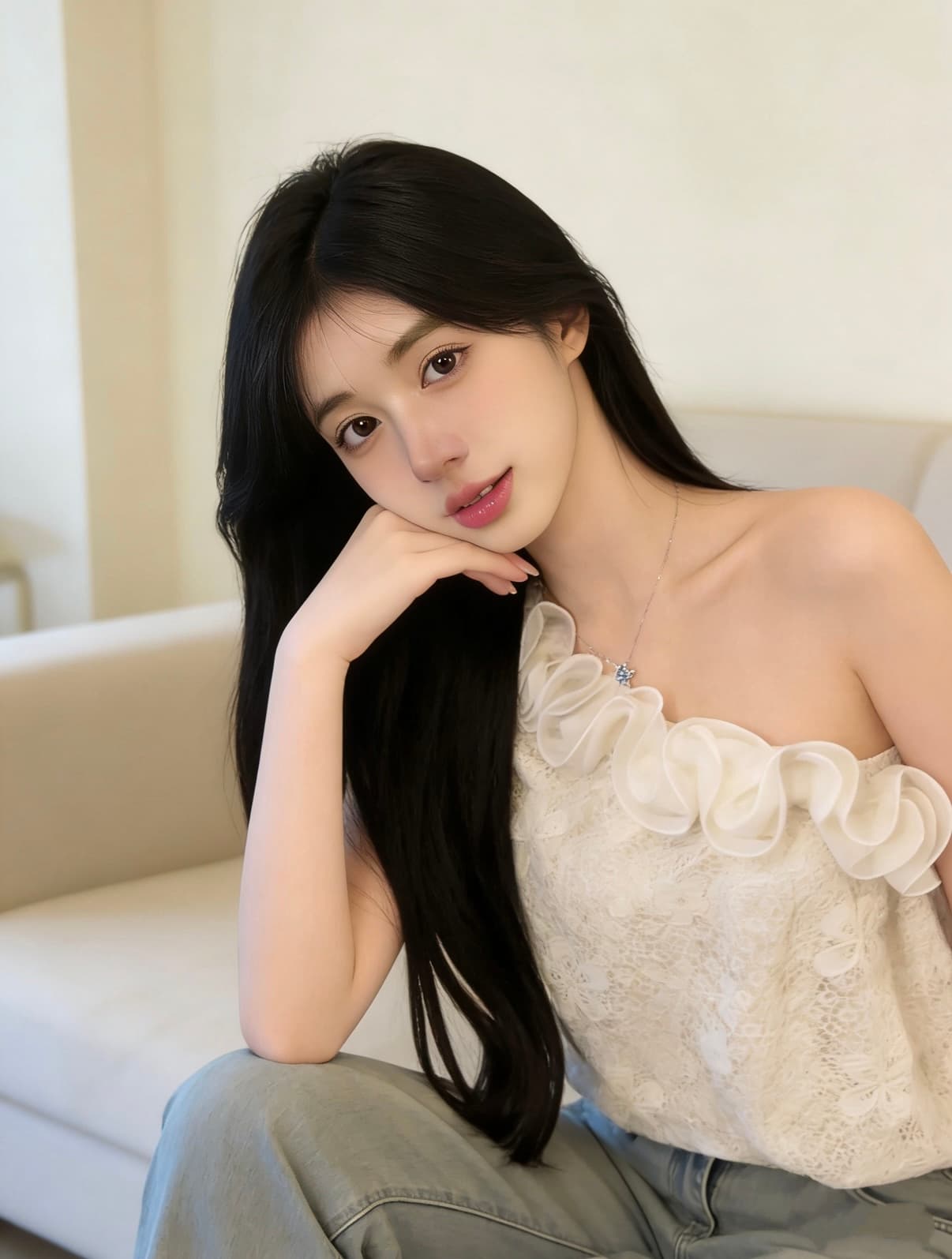 실사 한 부서 고급 센스 3 차원 꽃 비스듬한 어깨 민소매 달콤함 연령 감소 고유 한 Chic 레이스 작은 셔츠 이미지 2