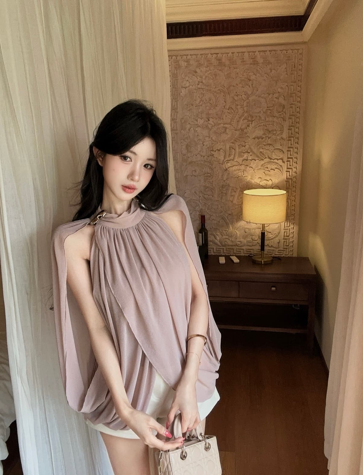 실사 고급 센스 프랑스식 민소매 캐미솔 여름 쇼트 스타일 외출용 몸매 가꾸기 핫걸 섹시함 품격 맨위 이미지 4
