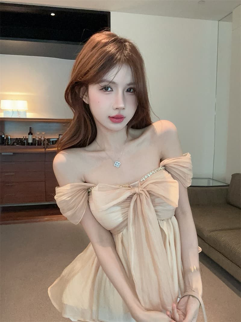 실사 순수한 욕망 바람 핫걸 슬립 다이아몬드 세팅 나비 매듭 맨위 상세 이미지 3