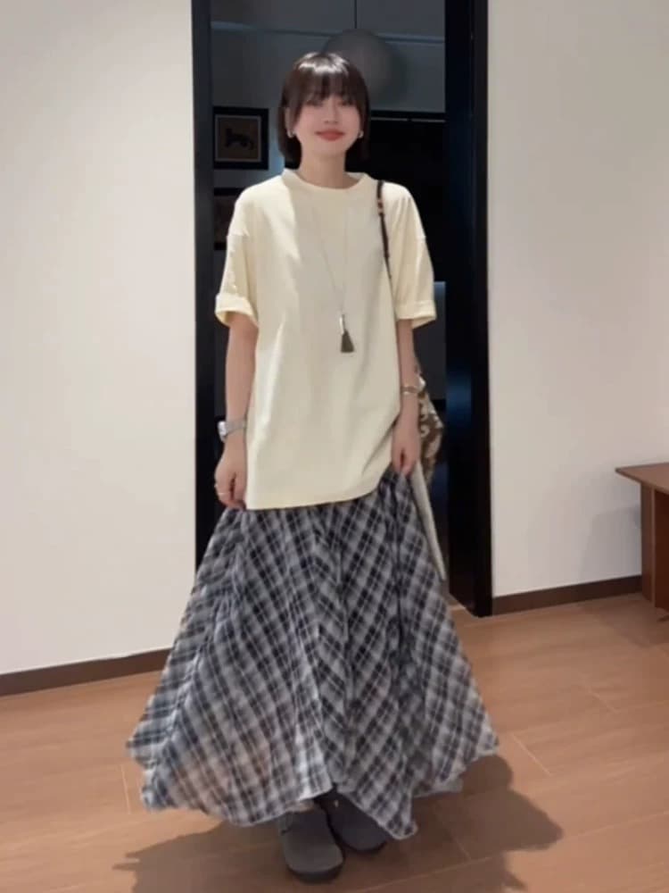 마이크로 지방 mm 오래된 돈 바람 여성 여름 빅 사이즈 도루 센스 우아한 슬림해 보이는 다용도 길다 치마 이미지 3