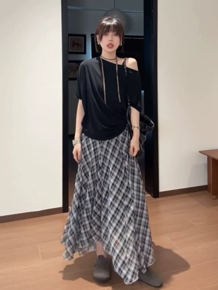 마이크로 지방 mm 오래된 돈 바람 여성 여름 빅 사이즈 도루 센스 우아한 슬림해 보이는 다용도 길다 치마 상세 이미지 1