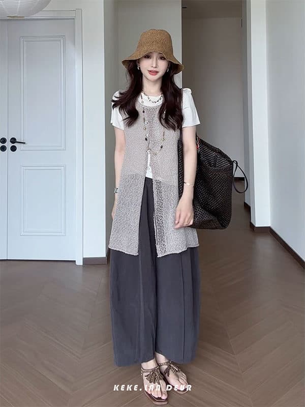 월넛 손 편지 라이 경기 서울 느긋한 바람 루즈핏 도루 센스 얇고 가벼운 다용도 캐주얼 바지 여성 이미지 3