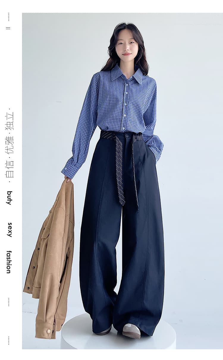 실사 2026 가을 새로운 모통이 칼 워크웨어 팬츠 여성 디자인 센스 루즈핏 느긋한 바람 바지 넓은 다리 캐주얼 바지 상세 이미지 22