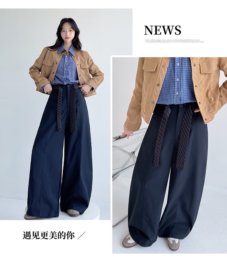 실사 2026 가을 새로운 모통이 칼 워크웨어 팬츠 여성 디자인 센스 루즈핏 느긋한 바람 바지 넓은 다리 캐주얼 바지 상세 이미지 26