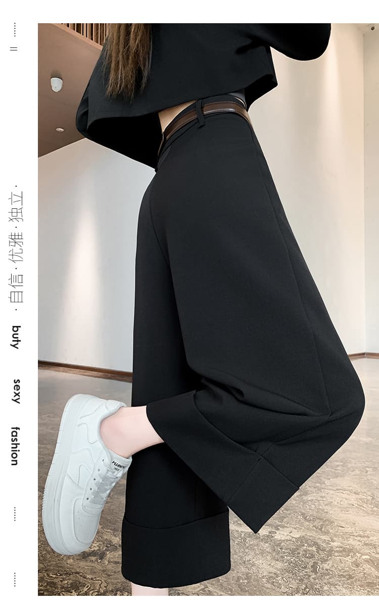 볼륨 측면 정장 와이드 레깅스 바지 2026 봄 여름 새로운 하이웨이스트 스트레이트 8 점 작은 키 뒤집다 측면 캐주얼 바지 상세 이미지 34