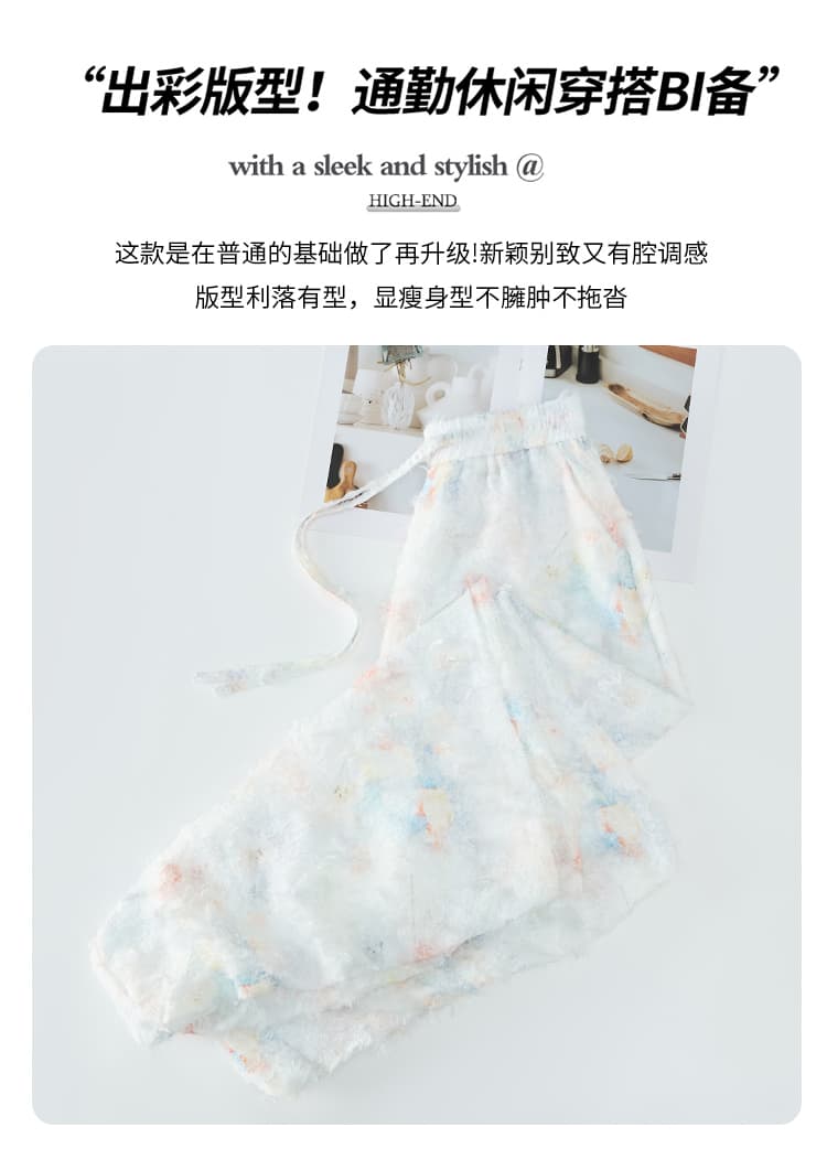 실사 2026 여름 새로운 꽃무늬 레이스 꽃밭 바지 작은 대중 디자인 센스 배기 바지 캐주얼 와이드 레깅스 바지 상세 이미지 13