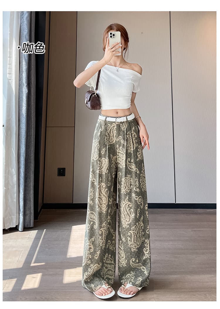실사 2026 여름 새로운 얼음 실크 면 린넨 플래시 훈련 와이드 레그 팬츠 홀치기 염색 프린트 루즈핏 표지 고기 야마모토 바지 여성 상세 이미지 30