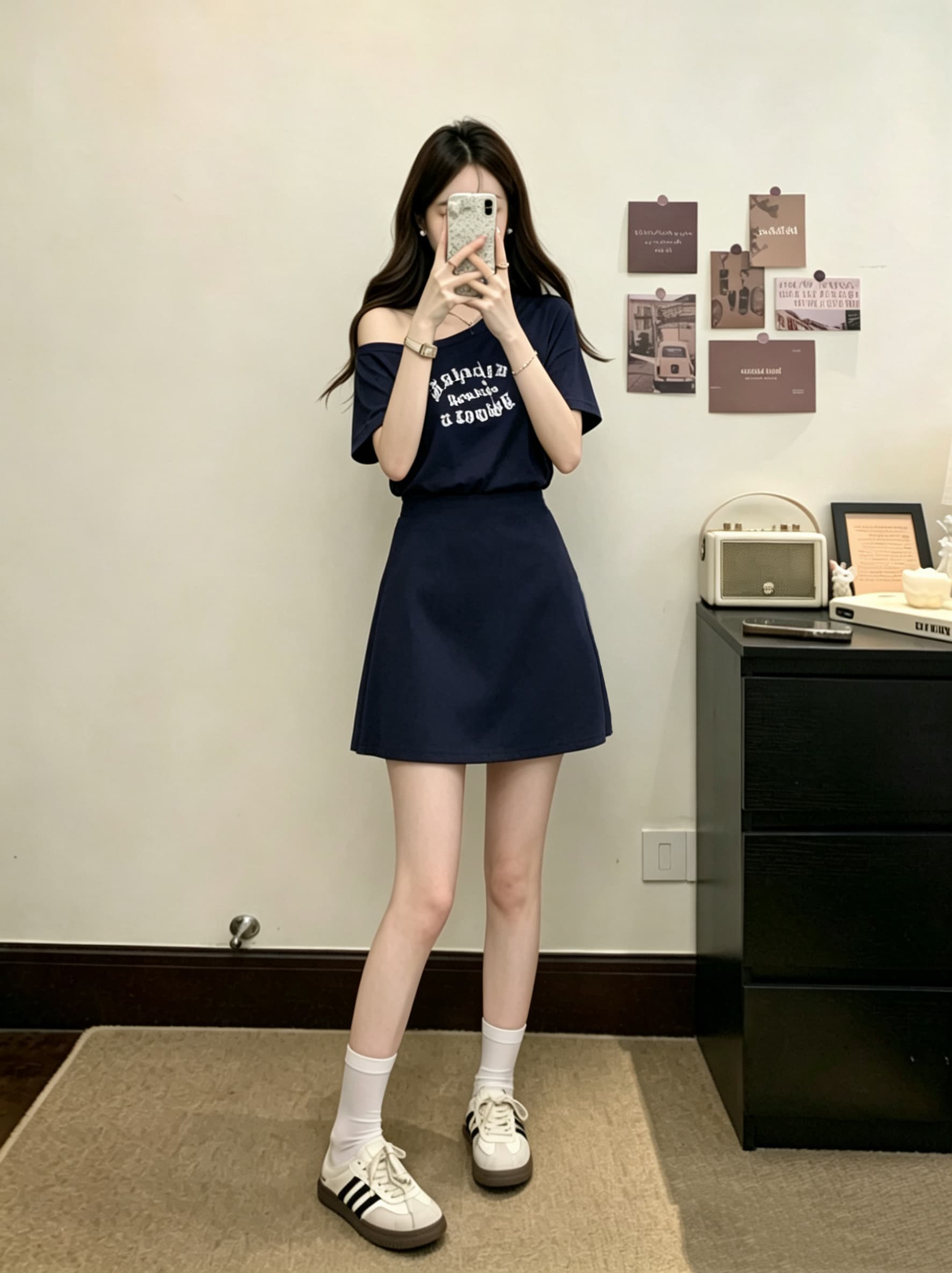 실사 빅 사이즈 여성 의류 여름 새로운 패션 반팔 프린트 티셔츠 치마 드레스 레이스 랩스커트팬츠 투피스 세트 이미지 3