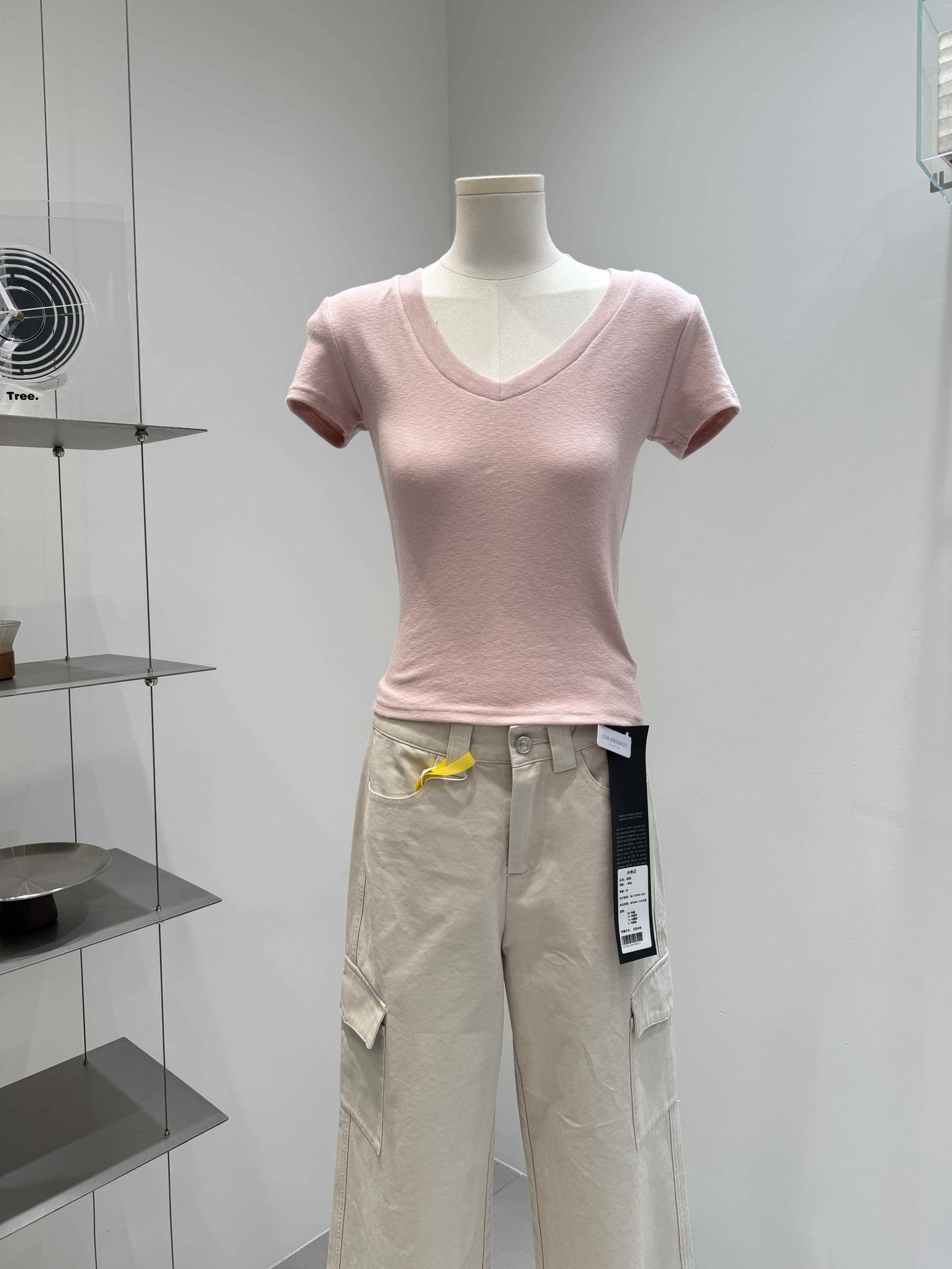버섯 찹쌀 찹쌀 기타 색상 V넥 반팔 티셔츠 6007-001-0310 상세 이미지 6
