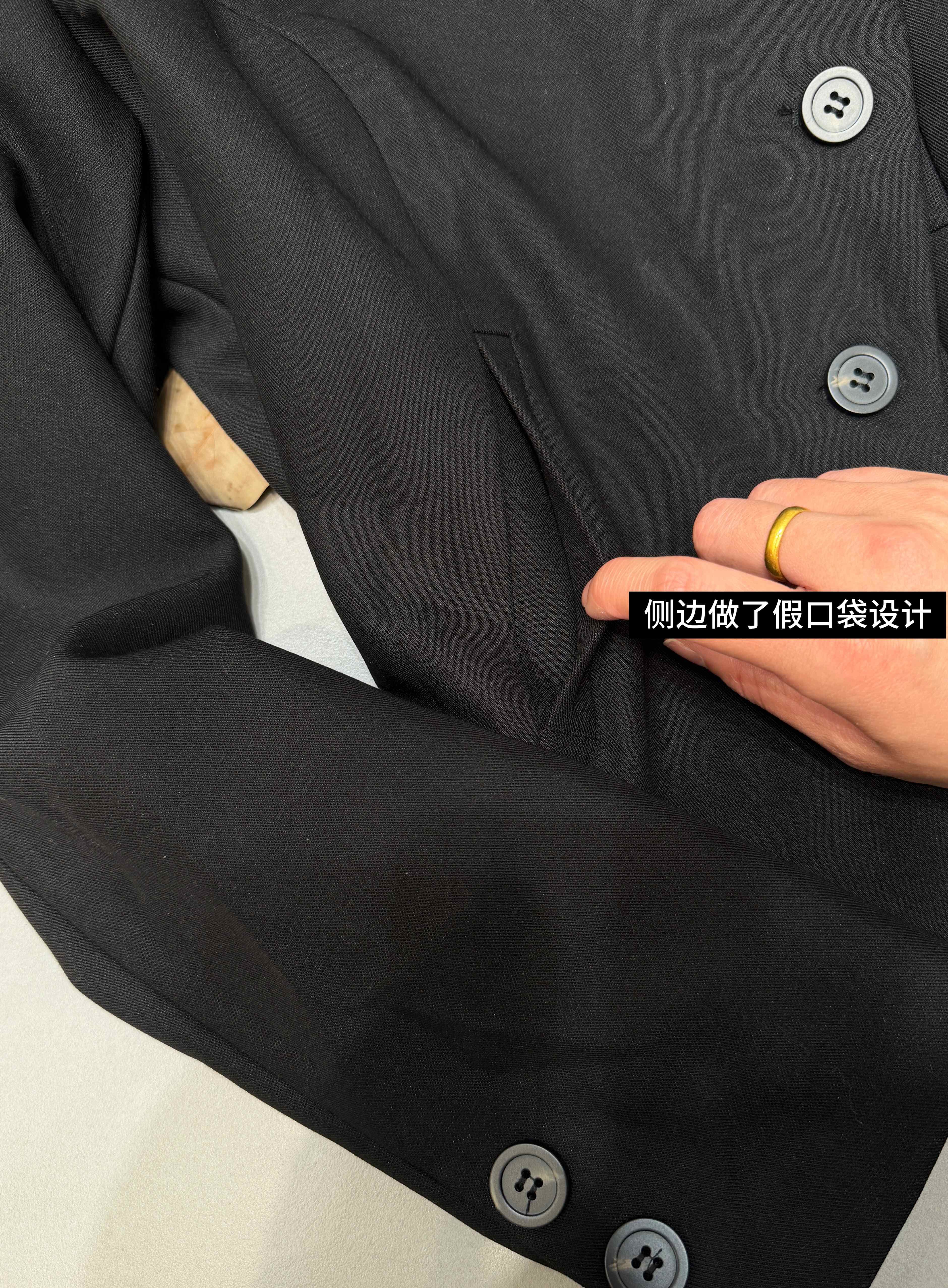 버섯 찹쌀 찹쌀 검정색 비스듬한 襟 짧은 외투 6064-000-0310 상세 이미지 8