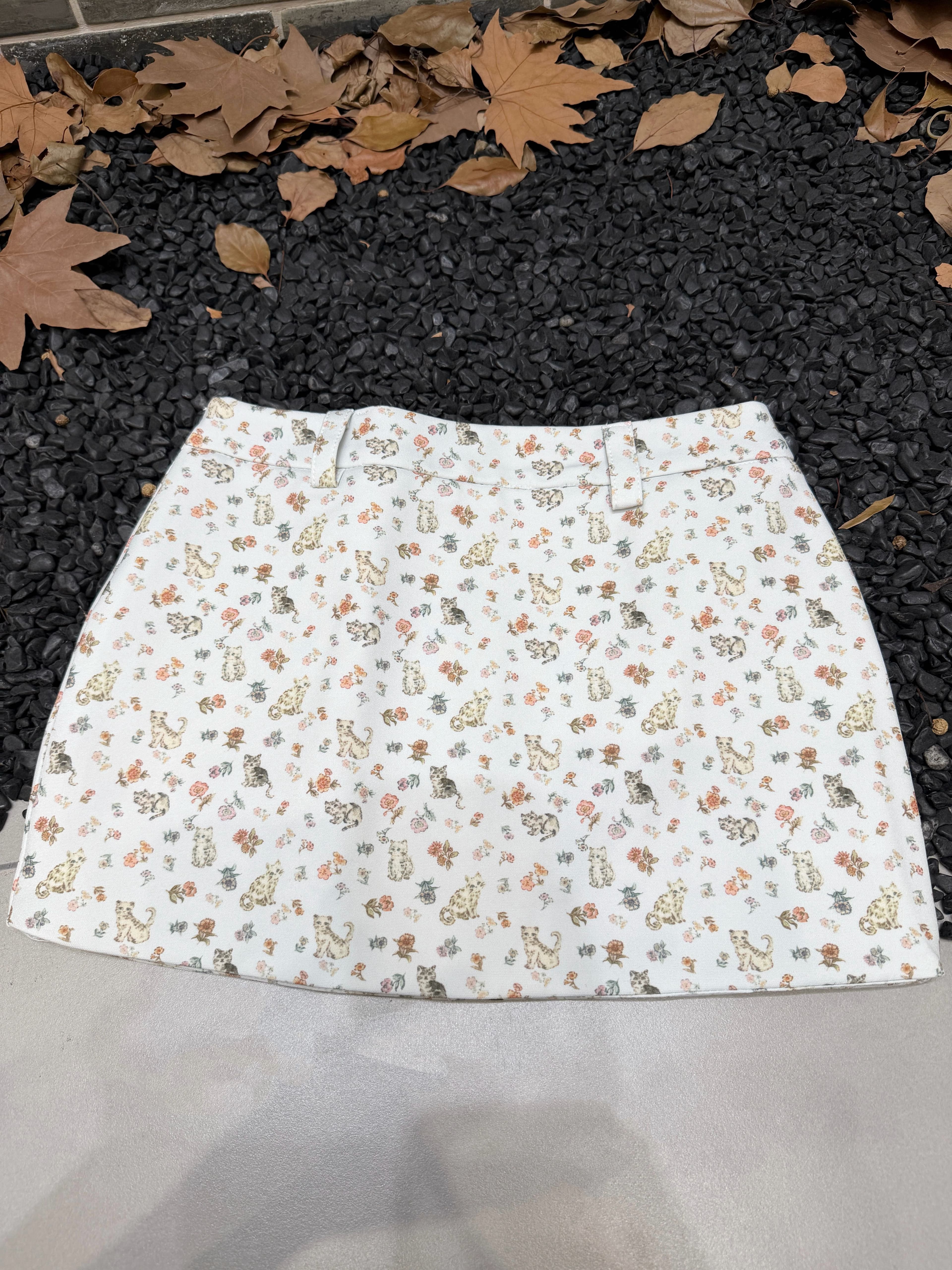 버섯 찹쌀 찹쌀 고양이 프린트 짧은 치마 6045-000-0322 상세 이미지 5