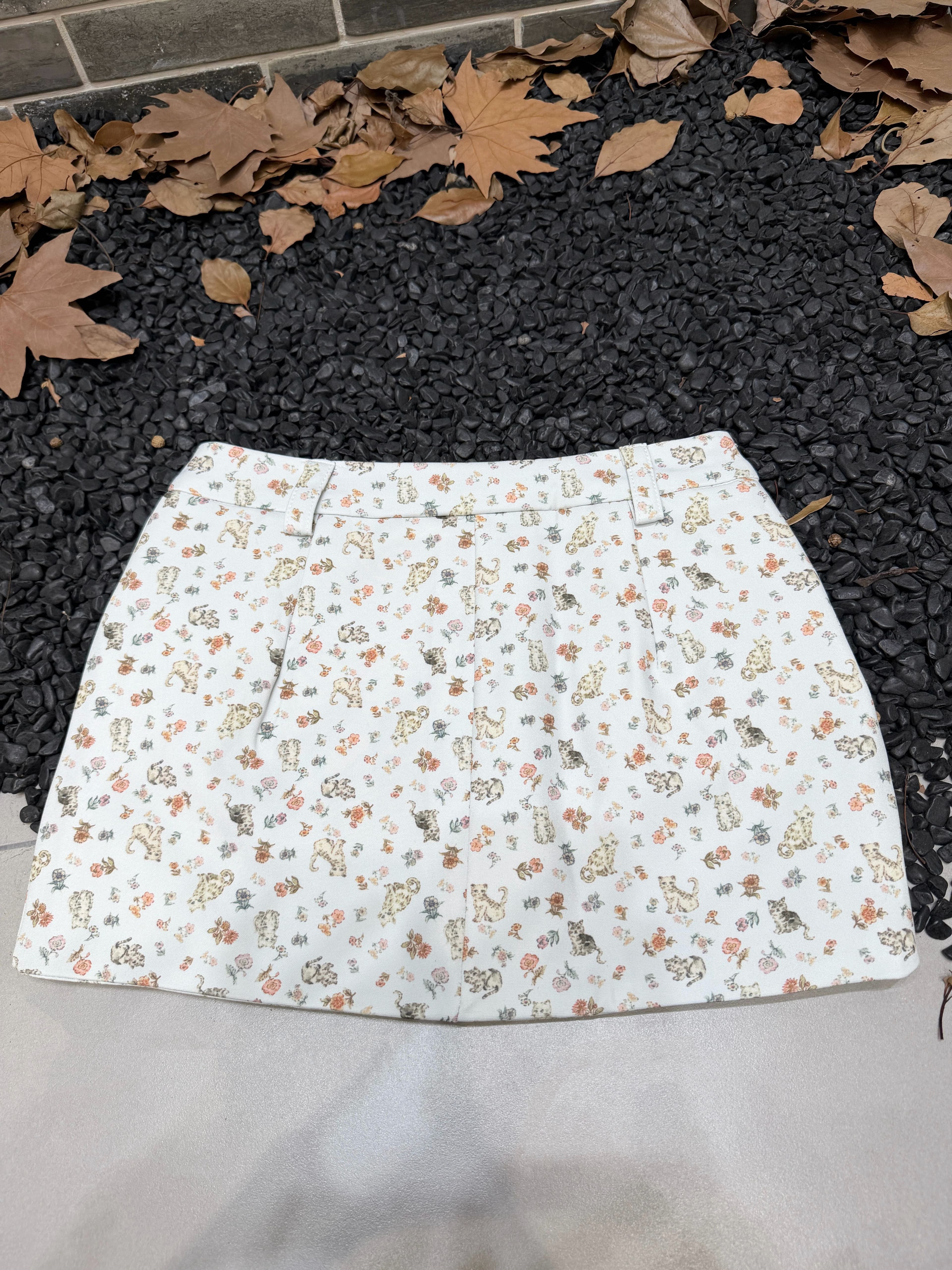 버섯 찹쌀 찹쌀 고양이 프린트 짧은 치마 6045-000-0322 상세 이미지 6