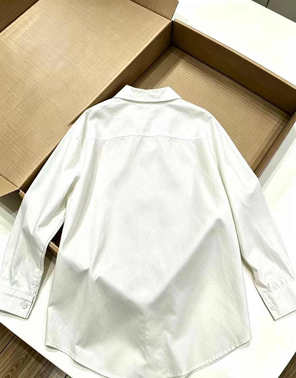 품격 문예 센스 부드러운 바람 화이트 여성 셔츠 봄 여름 새로운 긍정적 인 어깨 긴팔 작은 셔츠 다용도 시간 아직도 느낌 맨위 상세 이미지 4