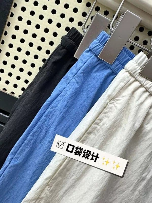 톰 글 래 원인 블루 와이드 레깅스 바지 여름 한 부서 도루 센스 느긋한 스트레이트 긴 바지 캐주얼 굴곡 바지 작은 키 이미지 4