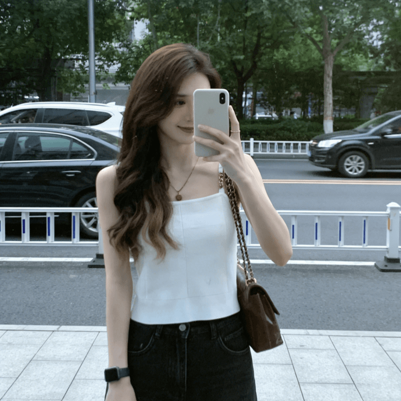 얼음 실크 화이트 작은 슬링 조끼 여성 2026 여름 새로운 순수한 욕망 우유 달콤한 인사이드 가져 가라. 외국 가스 Chic 세련된 맨위 이미지 3