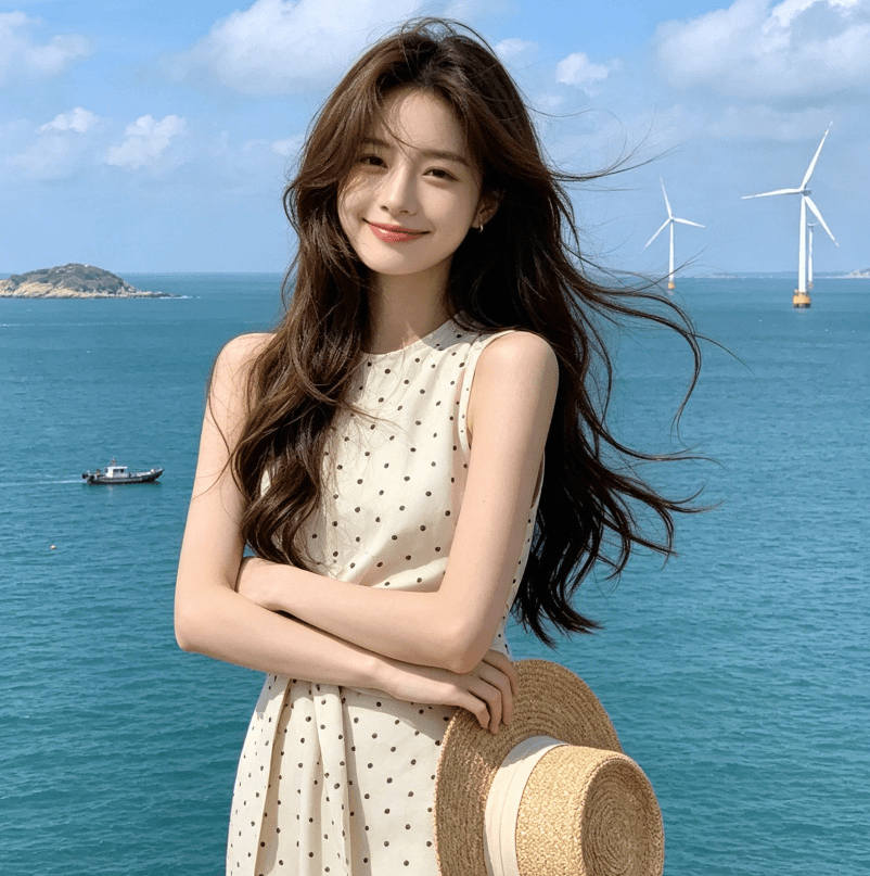 여름 빅 사이즈 품격 도트 무늬 민소매 조끼 여성 드레스 고급 센스 허리 수축 슬림해 보이는 스트랩 롱 스커트
