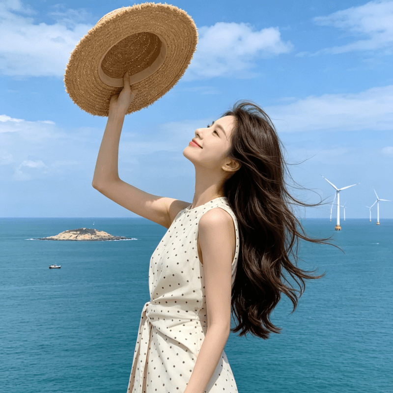 여름 빅 사이즈 품격 도트 무늬 민소매 조끼 여성 드레스 고급 센스 허리 수축 슬림해 보이는 스트랩 롱 스커트 상세 이미지 5