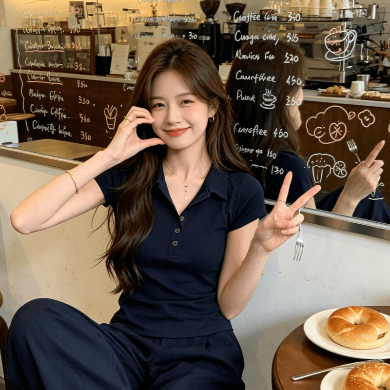 40 1 1 순면 빅 사이즈 마이크로 지방 mm 순수한 욕망 POLO 칼라 반팔 티셔츠 여성 여름 맨위 긍정적 인 어깨 이미지 5