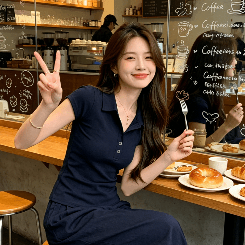 40 1 1 순면 빅 사이즈 마이크로 지방 mm 순수한 욕망 POLO 칼라 반팔 티셔츠 여성 여름 맨위 긍정적 인 어깨 상세 이미지 2