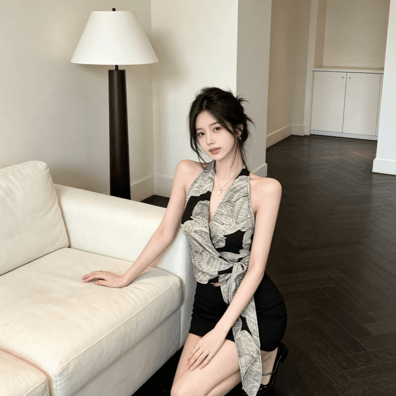 레트로 십자가 행침 목 캐미솔 여름 스트랩 몸매 가꾸기 핫걸 품격 맨위 상세 이미지 6