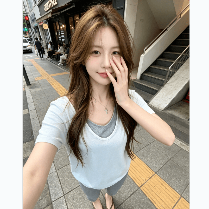 느긋한 바람 회색 긍정적 인 어깨 반팔 티셔츠 여성 2026 여름 섹션 V넥 디자인 연령 감소 표지 배 작은 셔츠 페이크 레이어드 맨위 상세 이미지 12