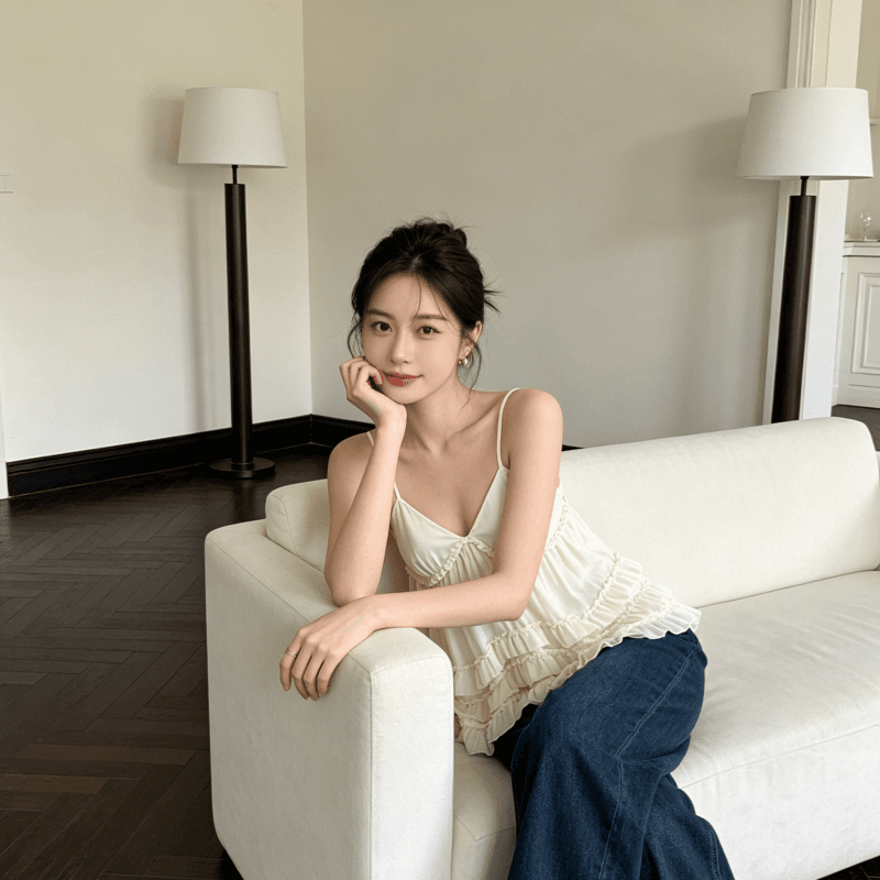 핑크색 도트 무늬 레이스 슬립 조끼 스커트 여성 외출용 여름 동남아시아 휴가 착용 가져 가라. 한 마디 민소매 작은 맨위 상세 이미지 17