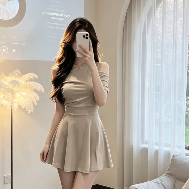 빛 요리 한 로얄 자매 착용 가져 가라. 고급 센스 품격 허리 수축 슬림해 보이는 미니 스커트 고유 한 슈퍼 잘 생긴 ~ 중 드레스 2026 여름 이미지 4