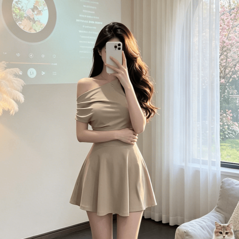 빛 요리 한 로얄 자매 착용 가져 가라. 고급 센스 품격 허리 수축 슬림해 보이는 미니 스커트 고유 한 슈퍼 잘 생긴 ~ 중 드레스 2026 여름 이미지 5