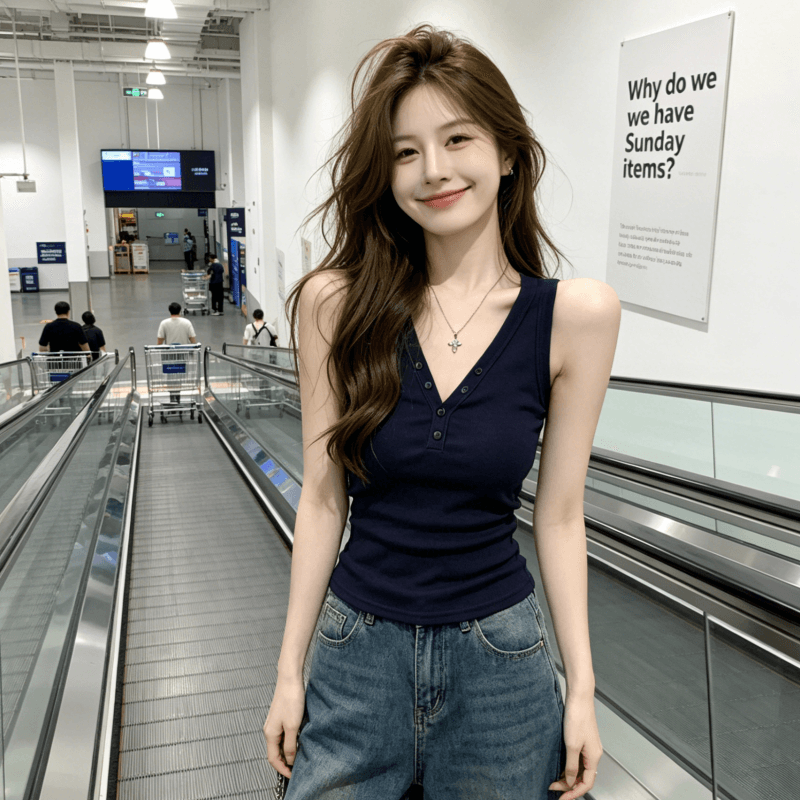몸매 가꾸기 디자인 센스 작은 대중 민소매 맨위 2026 새로운 프랑스식 핫걸 V넥 단추 캐미솔 이미지 2