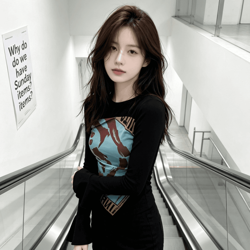 가을 새로운 Chic 고유 한 아름다운 외국 가스 세련된 연령 감소 작은 대중 디자인 고급 센스 슈퍼 잘 생긴 검정색 티셔츠 상세 이미지 6